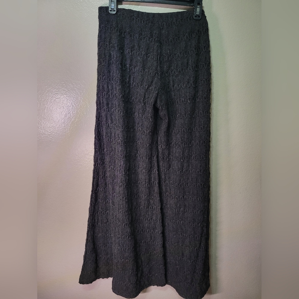 Free People Extreme Knit Crochet Flare Pants Dark Gray Size 8